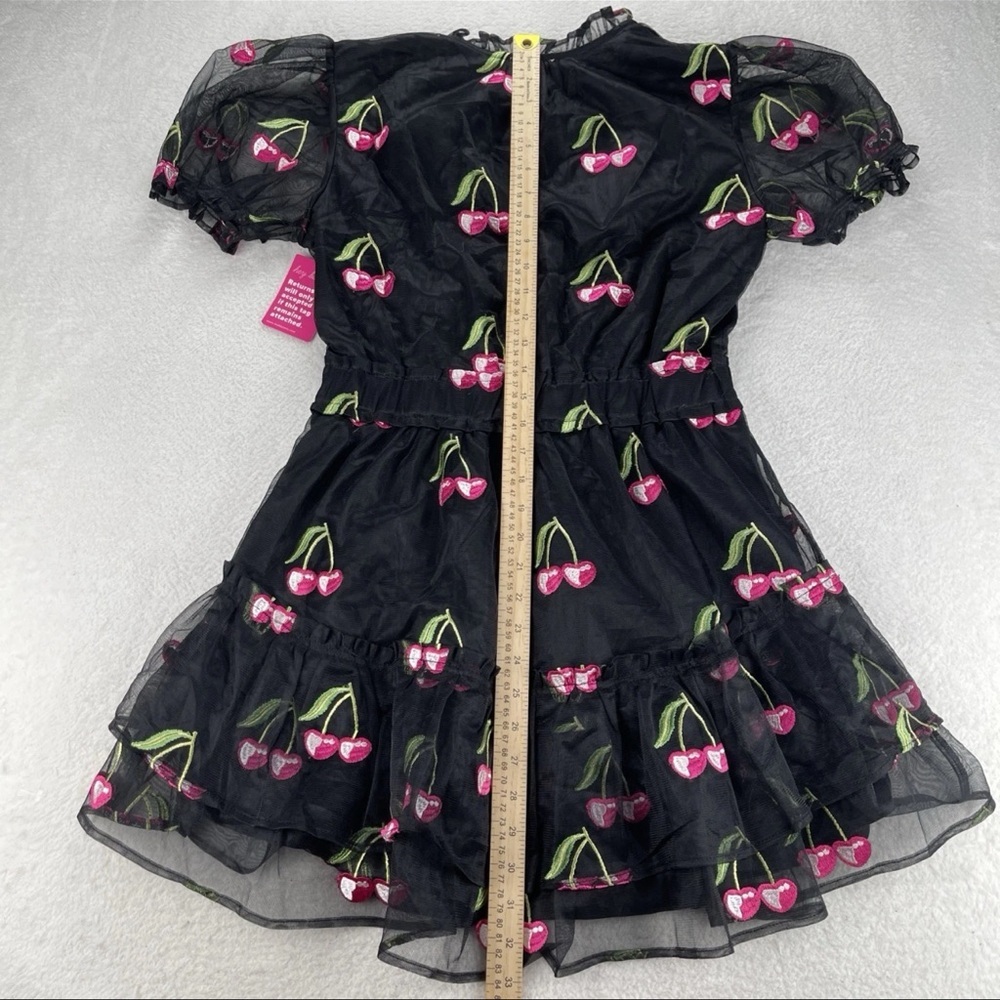 Buddy Love Sz Medium CLEMENTINE Elastic Waist Mini Dress Wild Cherries Black NWT - Picture 11 of 13
